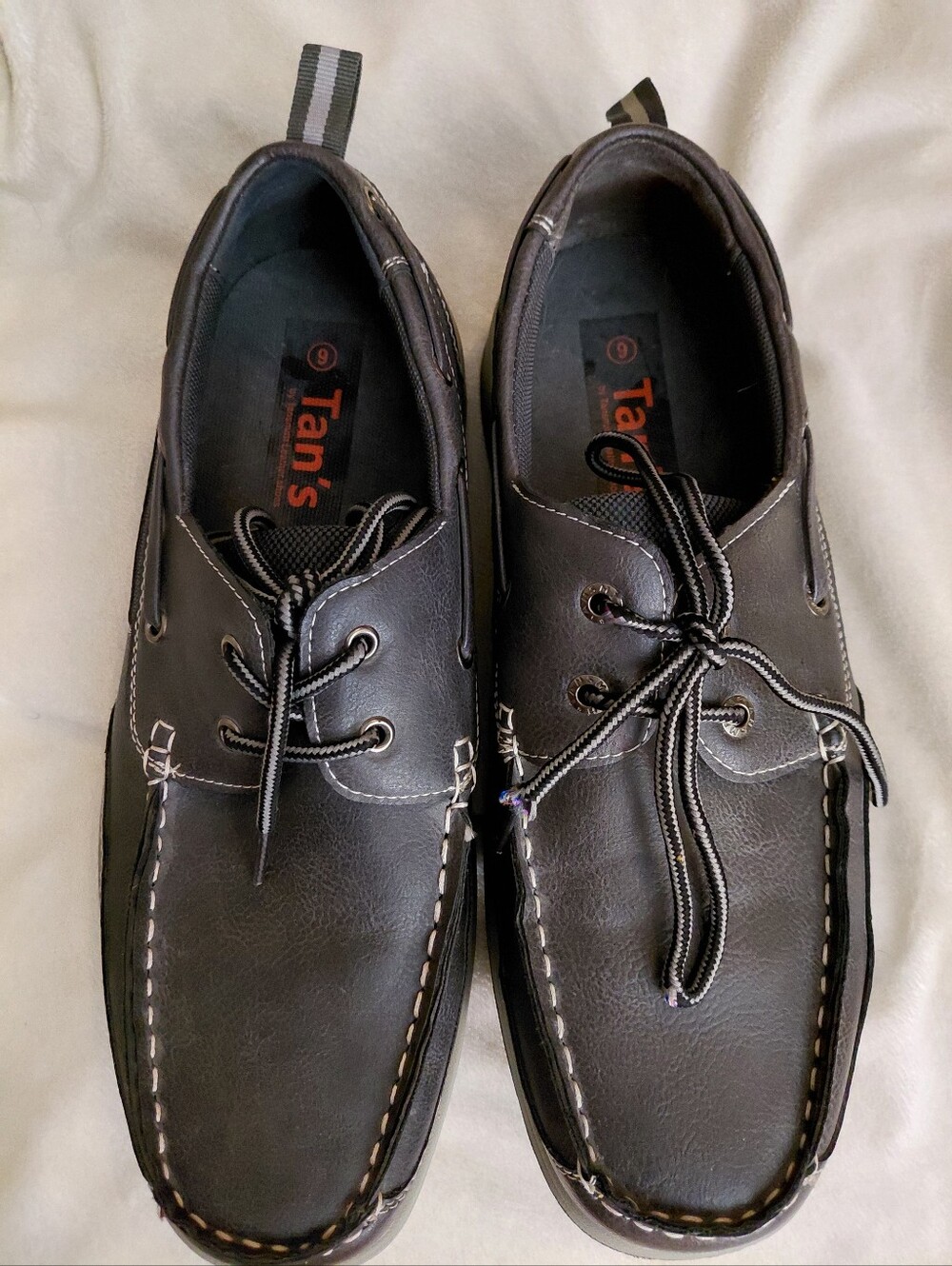 Tan's Men's Black Lace-Up Boat Shoes